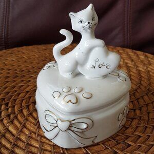Porcelain Cat Trinket Box